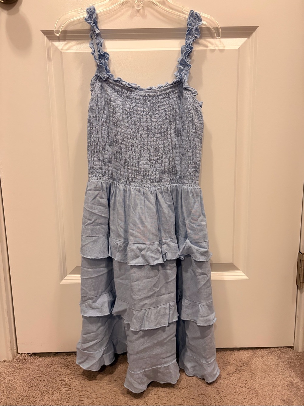Lulu's Powder Blue Smocked Ruffle Sundress